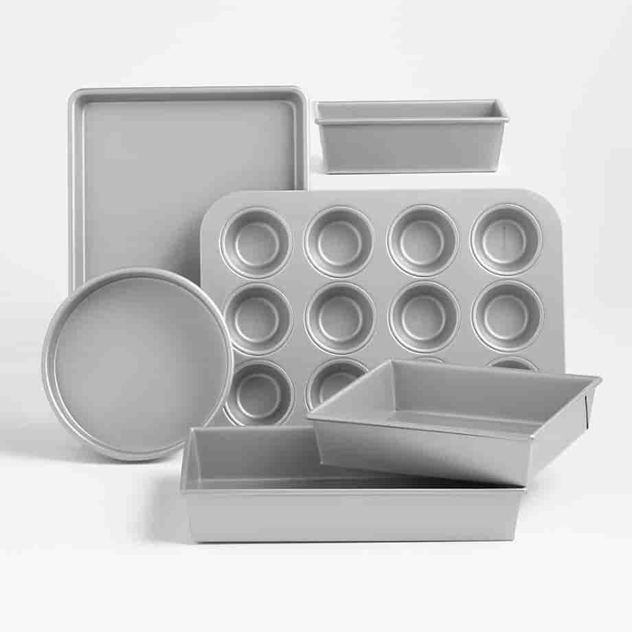 Shah Enterprises Online Shopping Home 6-Piece Silver Non-Stick Bakeware Set