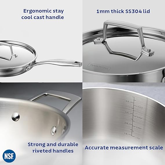 TRAMONTINA Stainless Steel Aeion Triply 24Cm Fry Pan