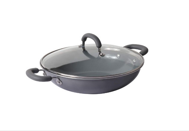 Meyer Anzen, Coated Aluminum Kadai with Glass Lid